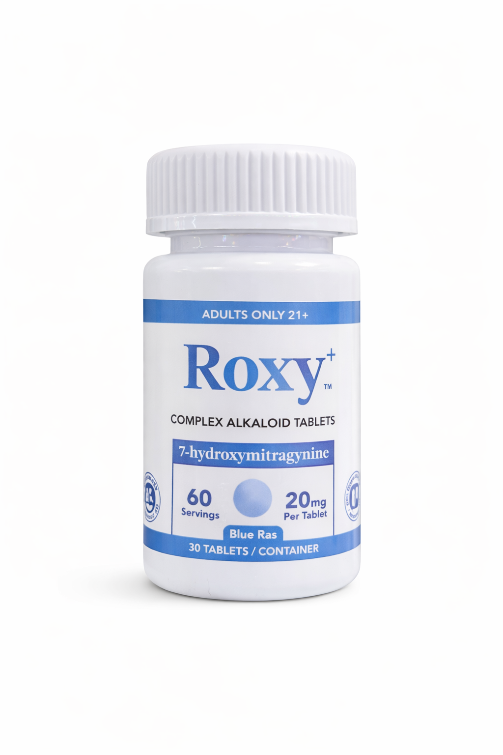 Roxy Complex Alkaloid 7-hydroxymitragynine 20mg Blue Ras 30 Tablets