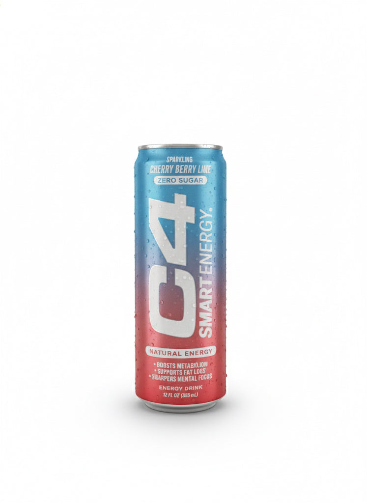 C4 Smart Energy Drink, Cherry Berry Lime Flavor, Zero Sugar, Carbonated, 12 oz