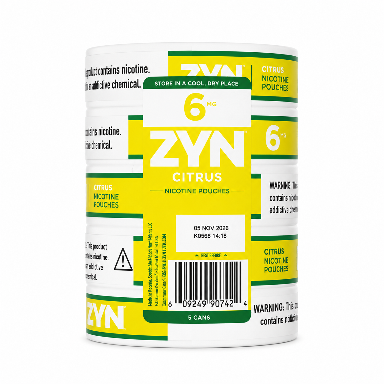 ZYN Nicotine Pouches Citrus 6MG 5 Cans