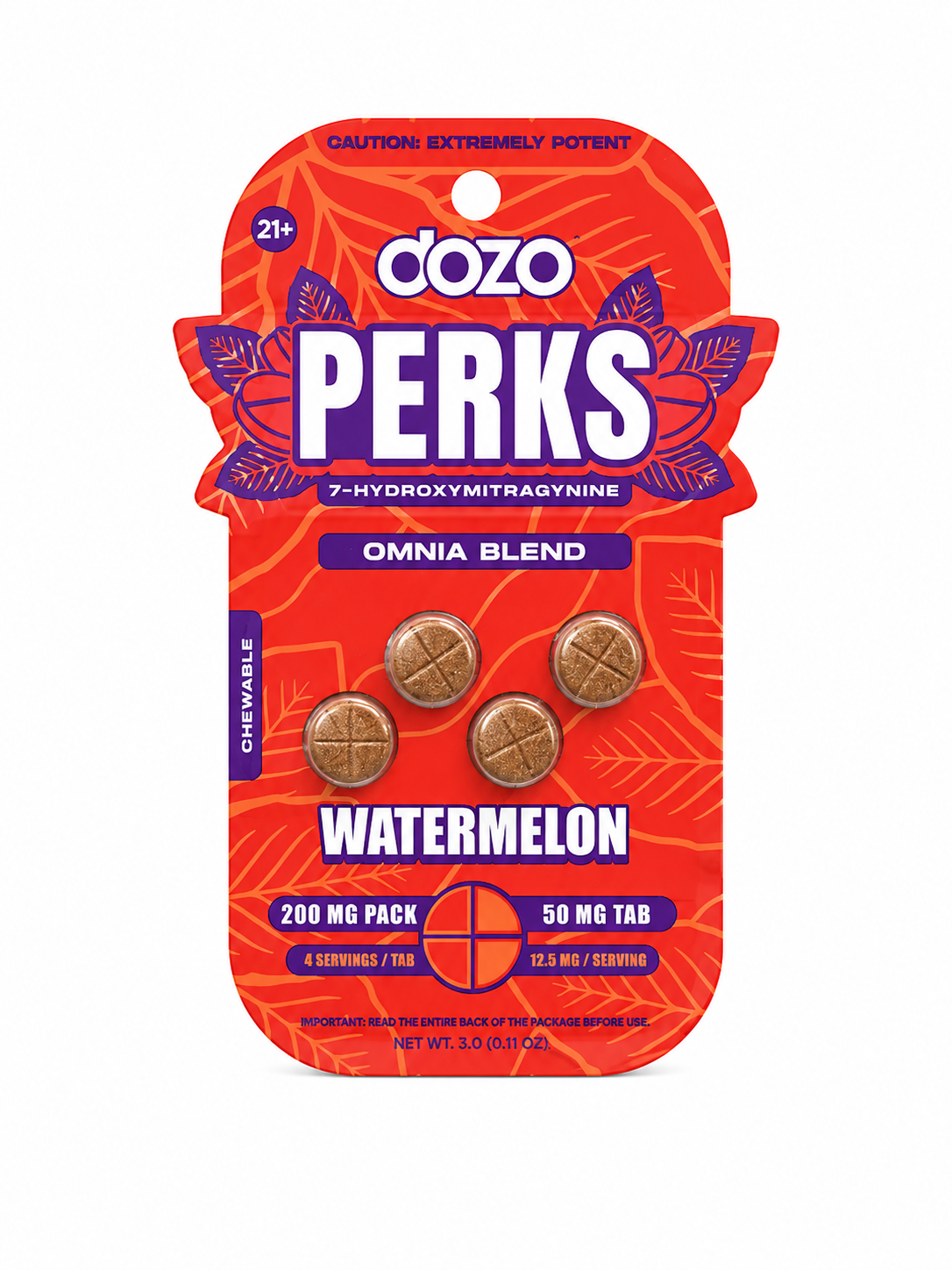 Dozo Perks 7-Hydroxy 50mg Tablet 4ct Pack Watermelon