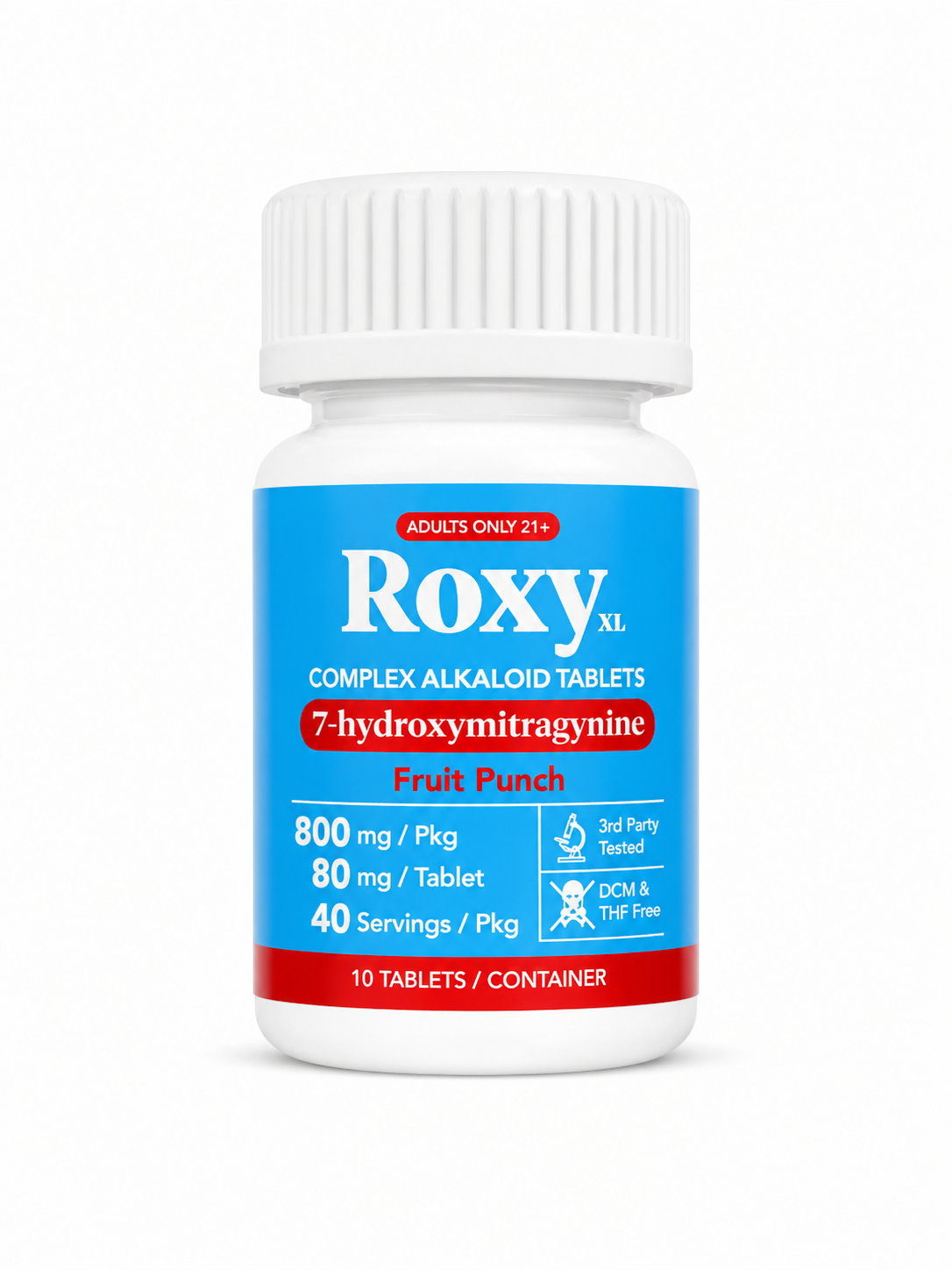 Roxy Complex Alkaloid 7-hydroxymitragynine 80mg Fruit Punch 10 Jar Tablets