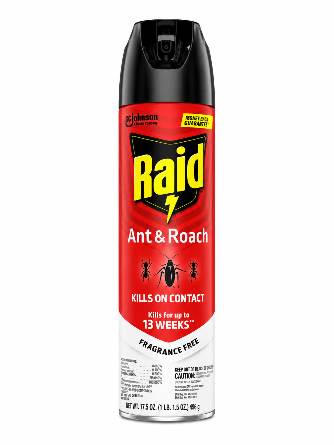 Raid Ant and Roach Insect Killer Aerosol Insecticide, Lemon Scent, 17.5oz