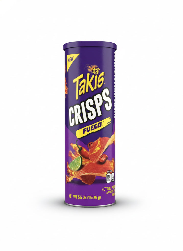 Takis Fuego Crisps 5.5 oz Sharing Size Can, Hot Chili Pepper & Lime Potato Crisps