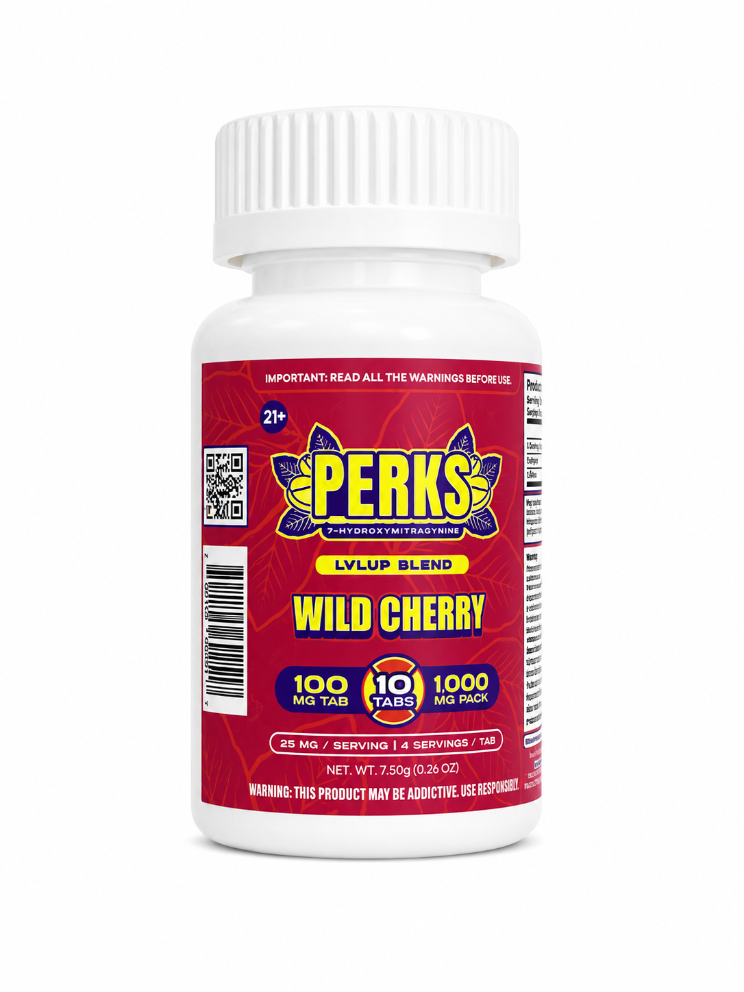 Dozo Perks 7-Hydroxy 100mg Tablet 10ct Jar Wild Cherry