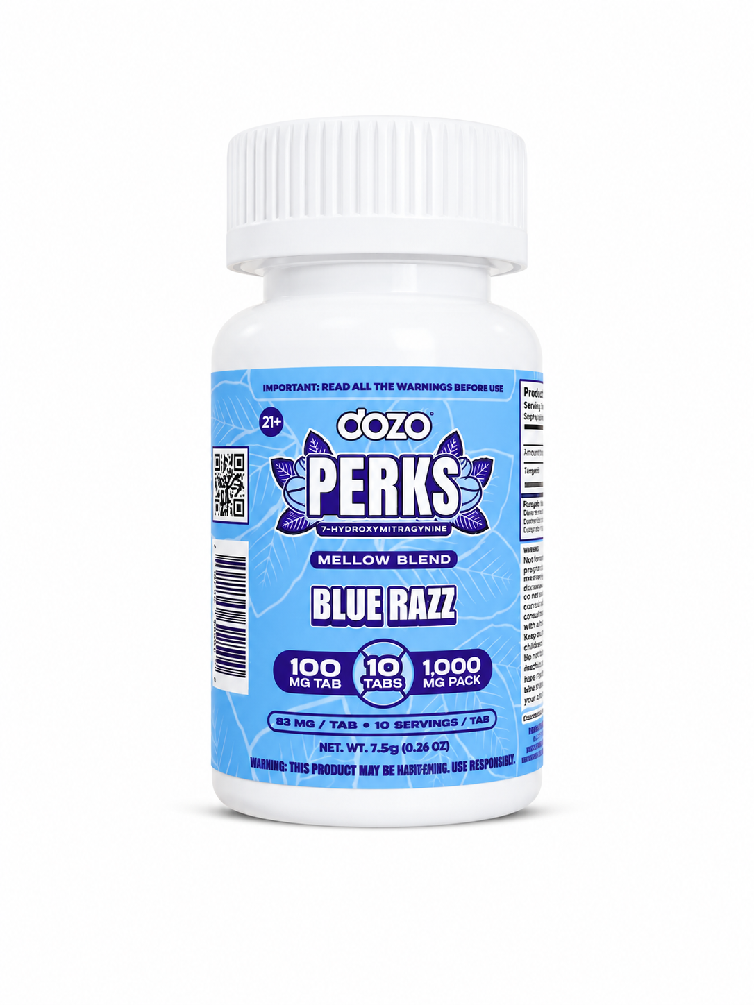 Dozo Perks 7-Hydroxy 100mg Tablet 10ct Jar Blue Razz