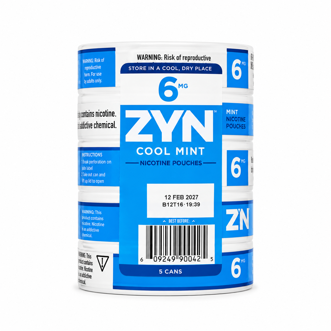 ZYN Nicotine Pouches Cool Mint 6MG 5 Cans
