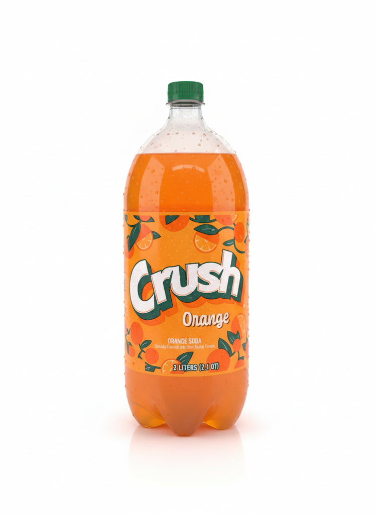 Crush Caffeine Free Orange Soda Pop, 2 L, Bottle