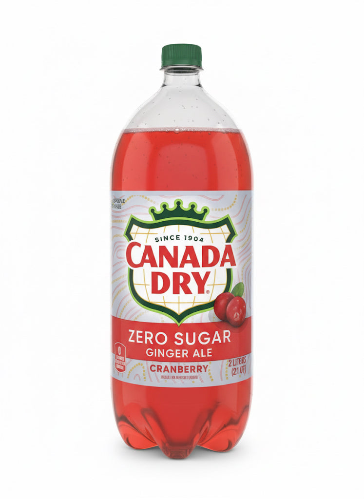Canada Dry Caffeine Free Zero Sugar Cranberry and Ginger Ale Soda Pop, 2 L, Bottle