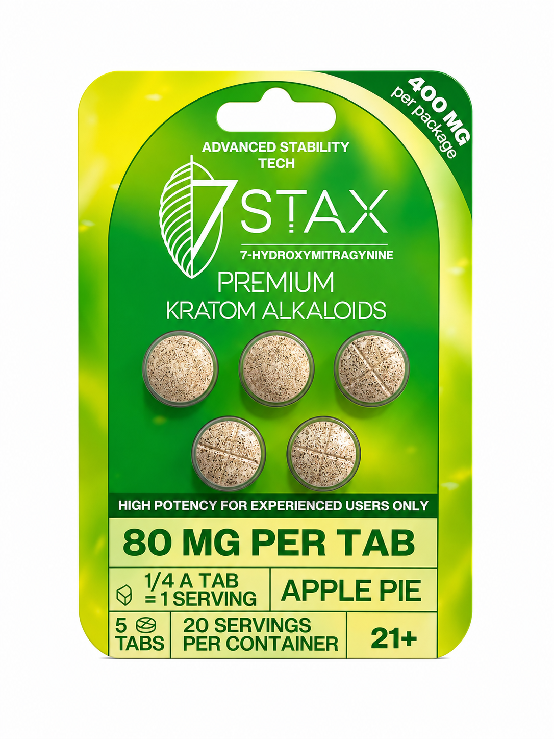 7 Stax 7 Hydroxymitragynine Apple Pie 5pk 80mg Per Tablet