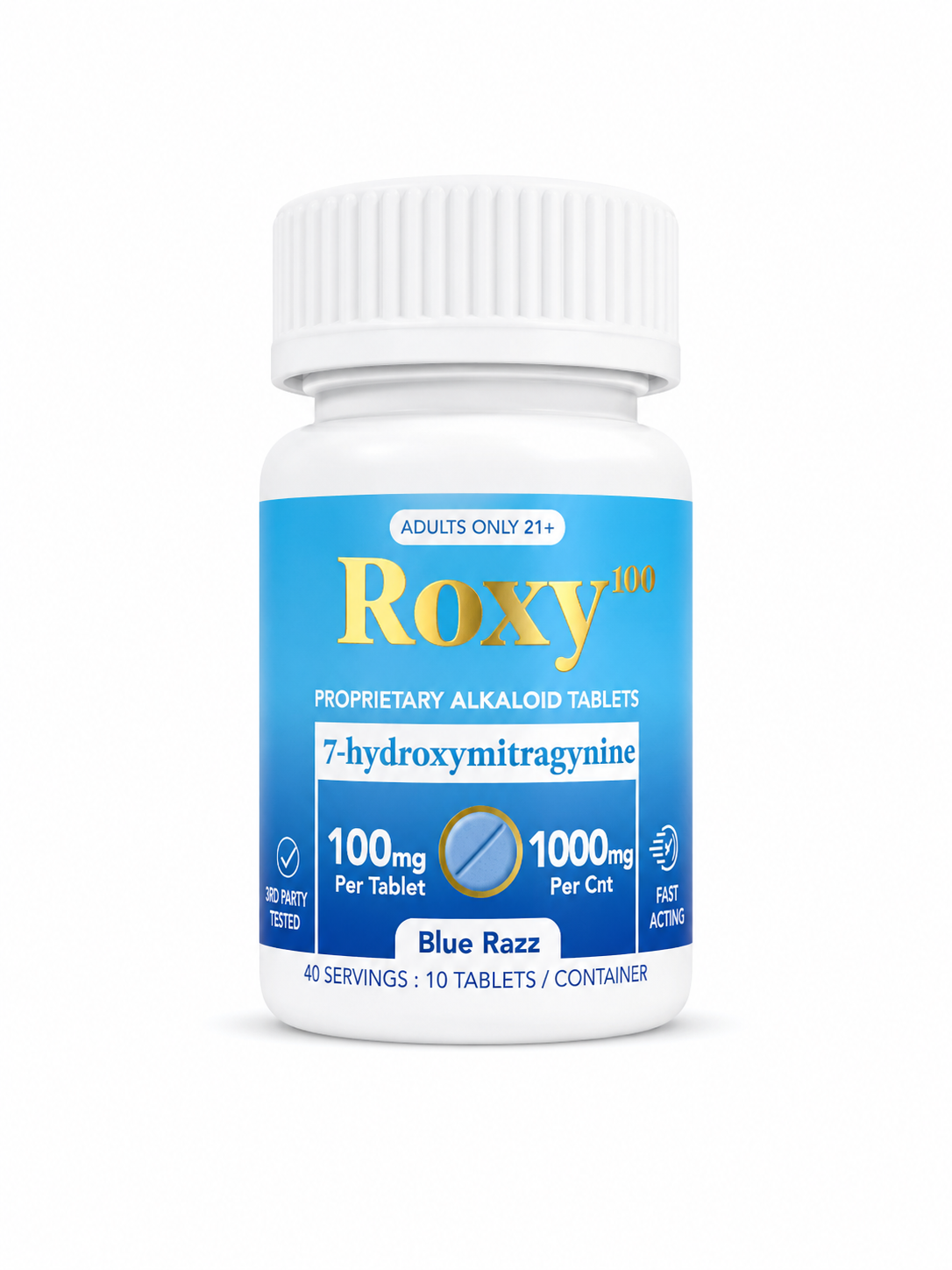 Roxy Complex Alkaloid 7-hydroxymitragynine 100mg Blue Razz 10 Tablets