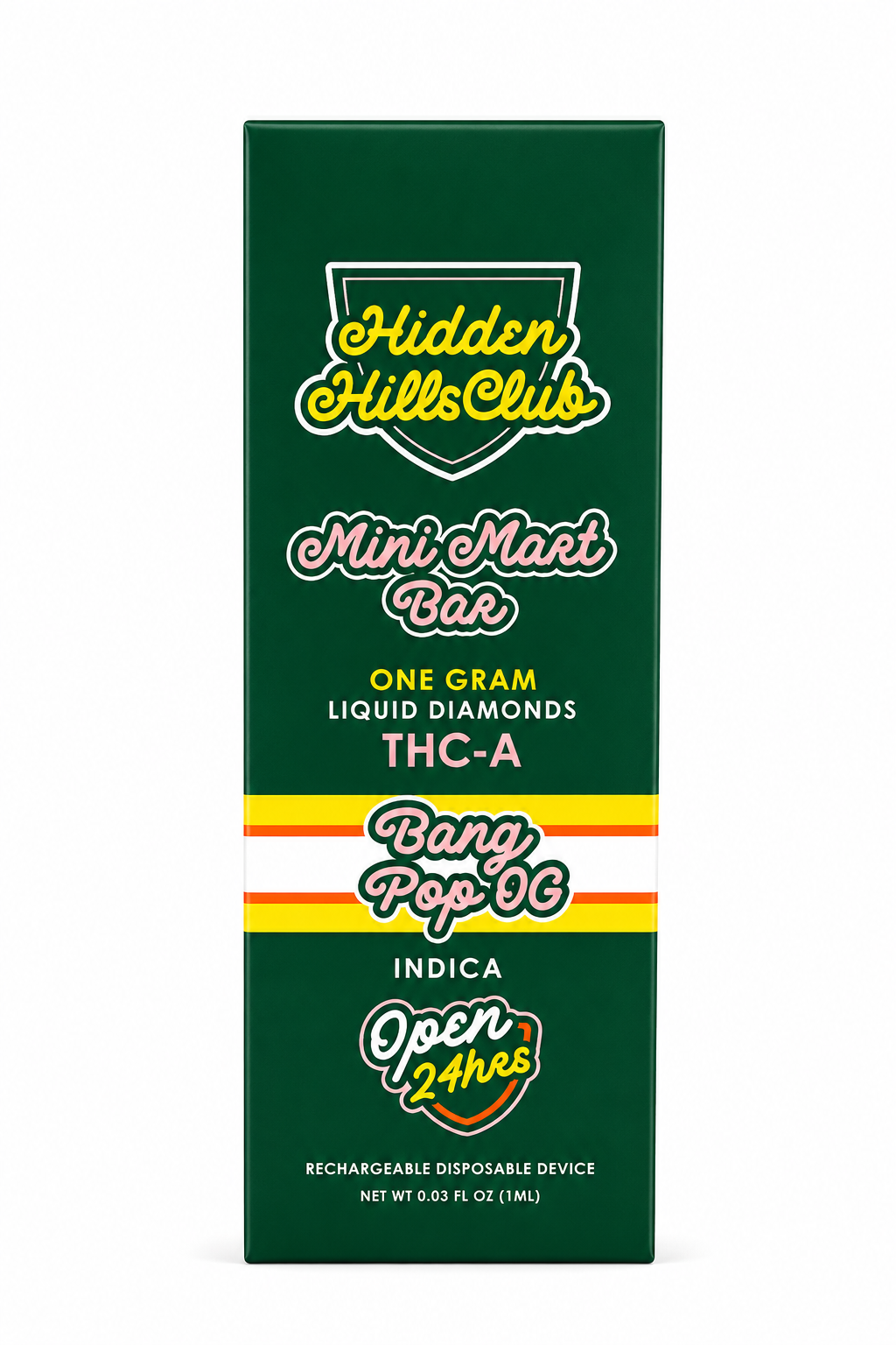 Hidden Hills Mini Mart Bang Pop OG THCA Indica Disposable | 1g
