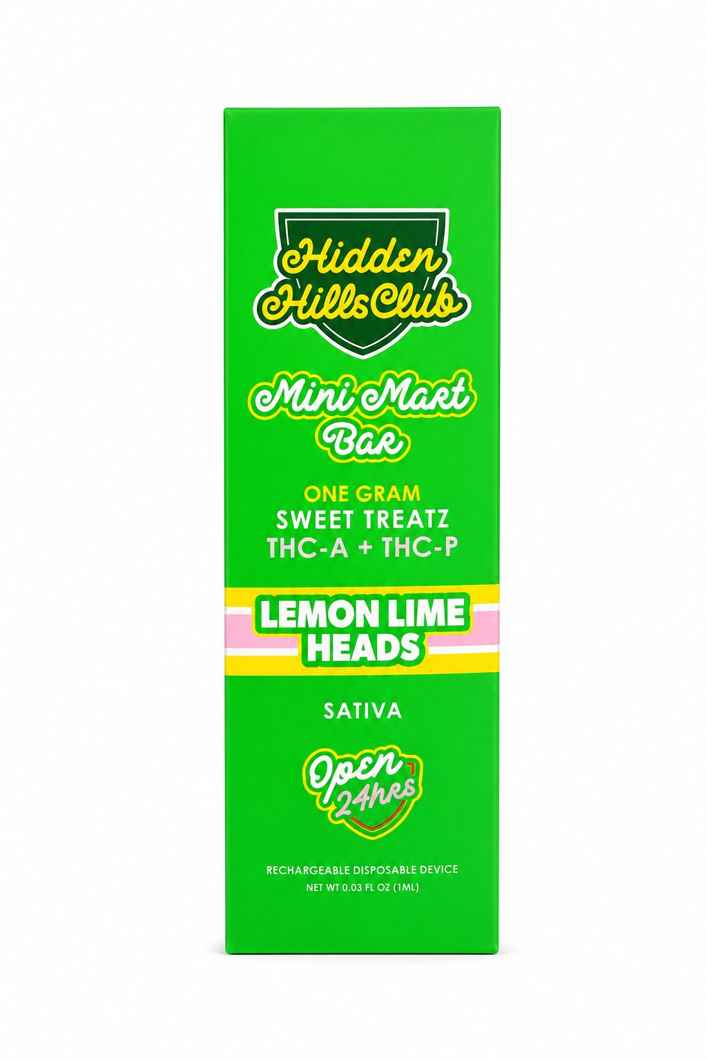 Hidden Hills Mini Mart Lemon Lime Heads THCA + THCP Sativa Disposable | 1g