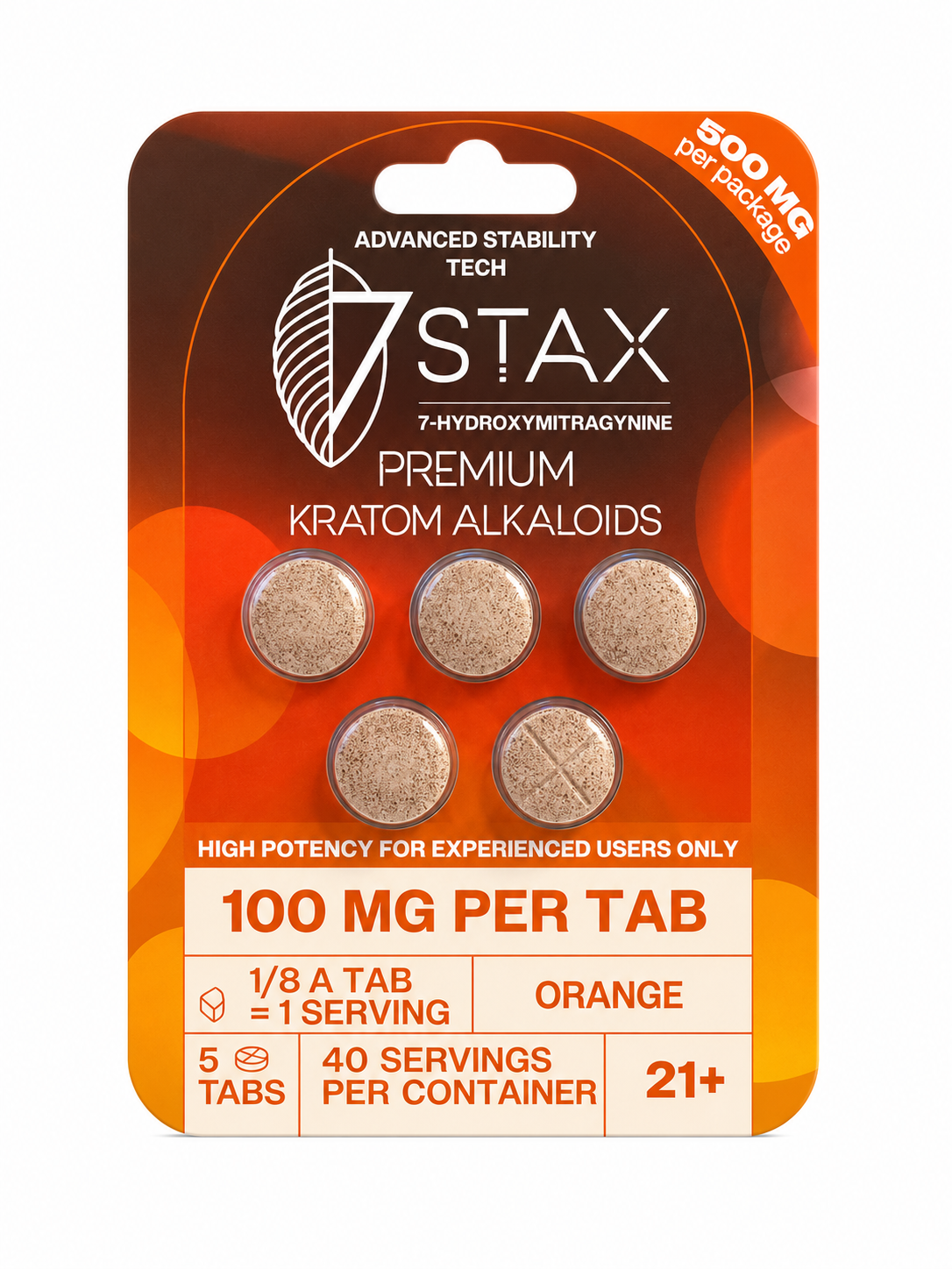 7 Stax 7 Hydroxymitragynine Orange 5pk 100mg Per Tablet