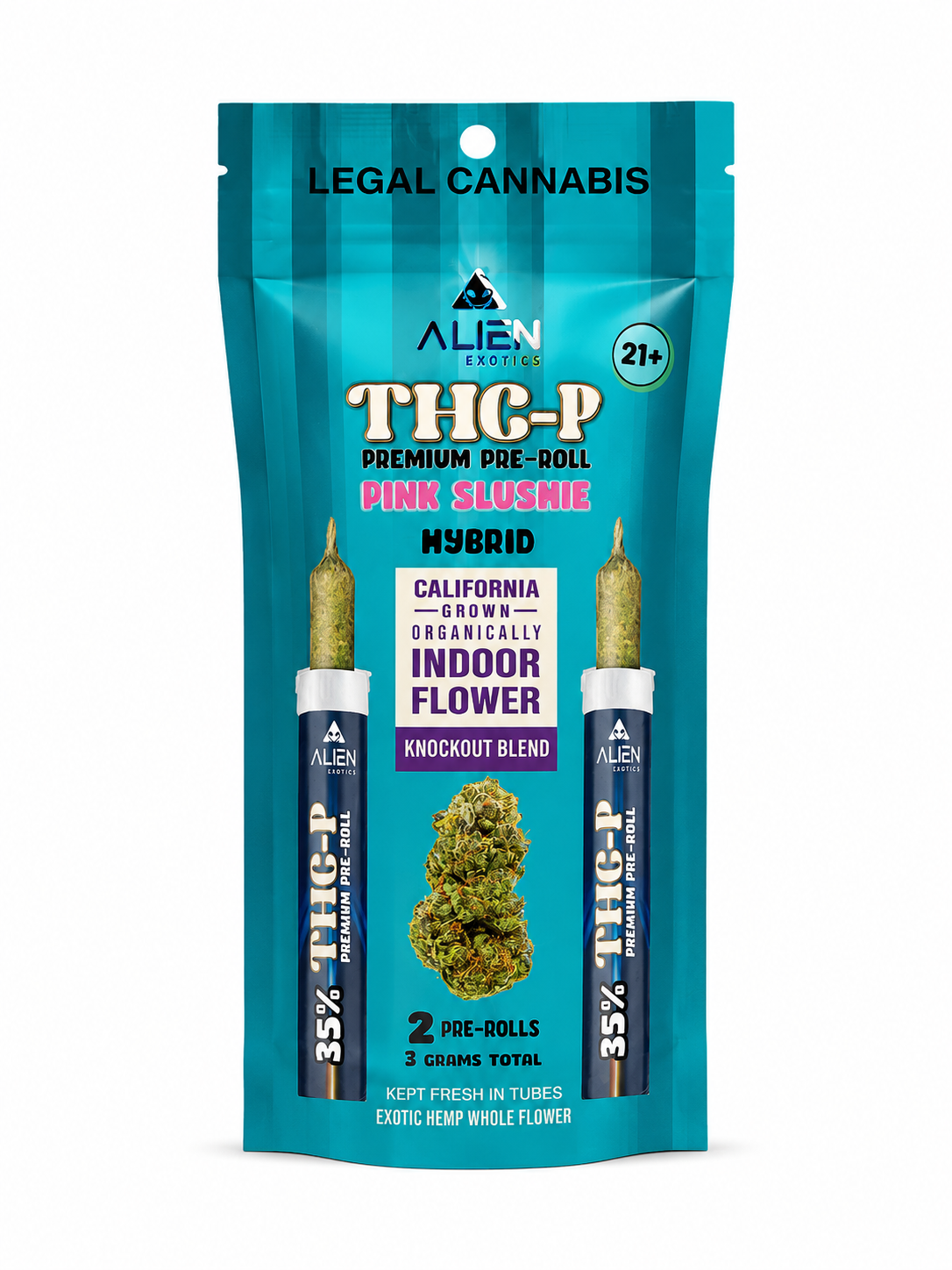 Pink Slushie Hybrid Alien Exotics Premium THC-P Knockout Blend Pre-Roll 2ct