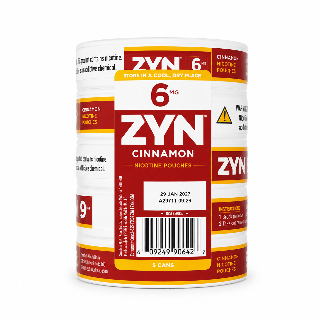 ZYN Nicotine Pouches Cinnamon itrus 6MG 5 Cans