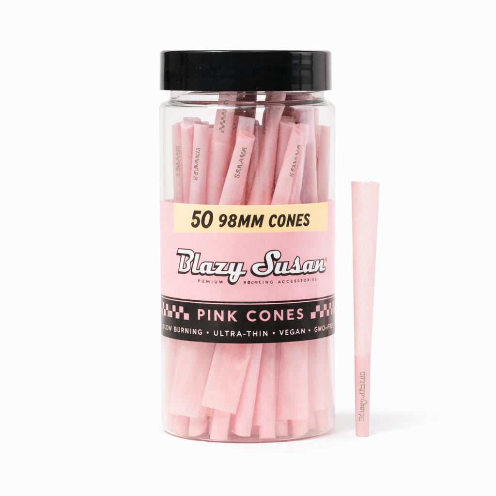 Blazy Susan Pink Pre Rolled 50 98mm Cones Jar