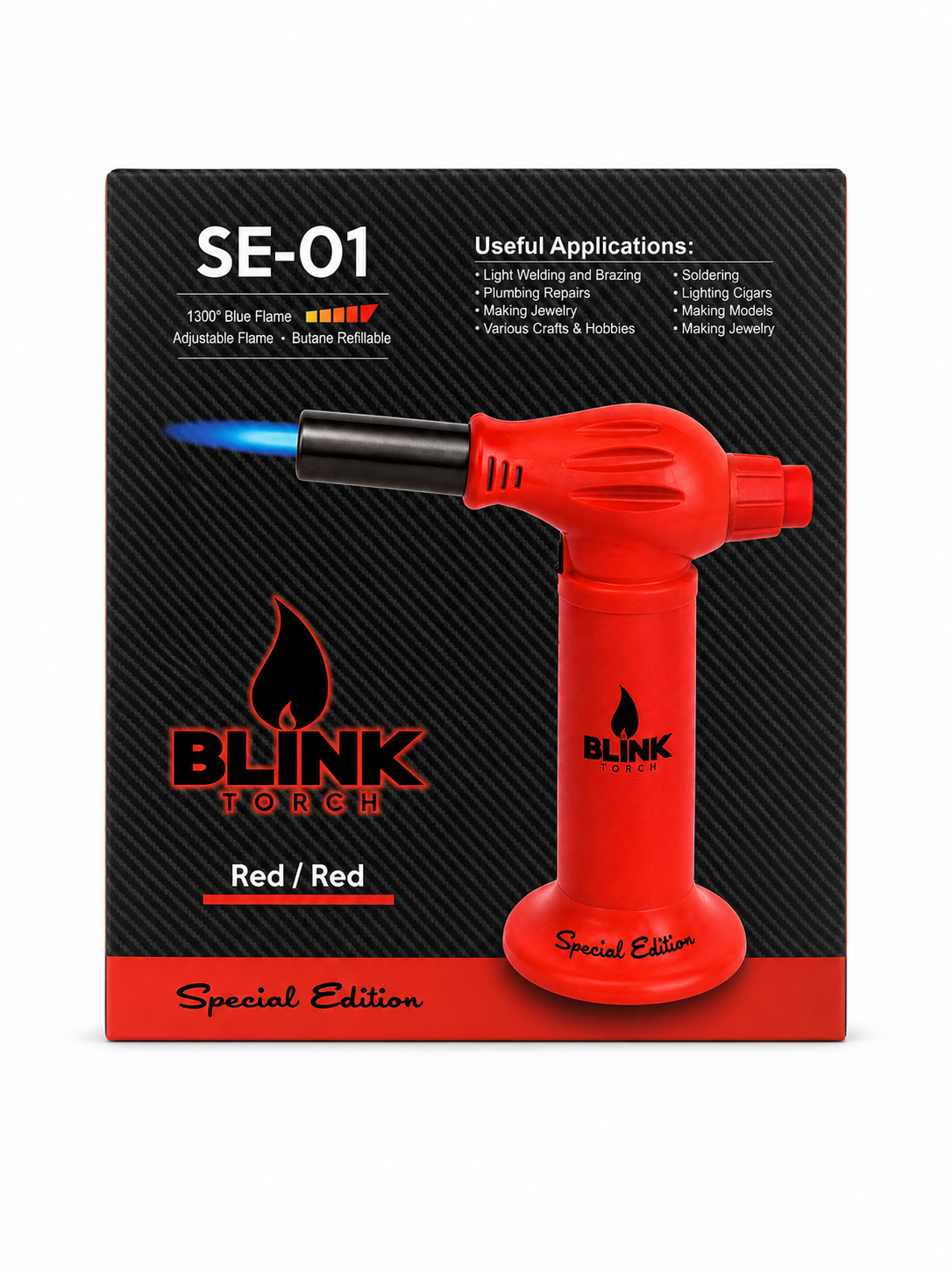 Blink Torch lighter  Red SE-01 special edition Adjustable Flame . Butane Refillable