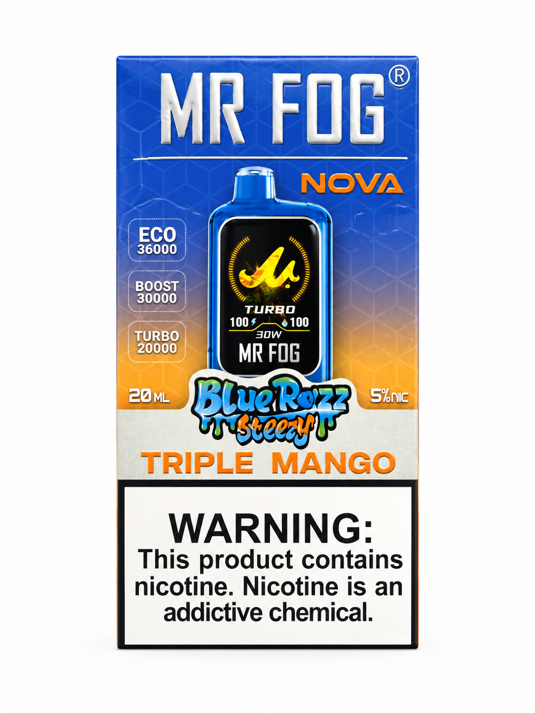Mr Fog Nova 36K Blue Razz Steezy Triple Mango
