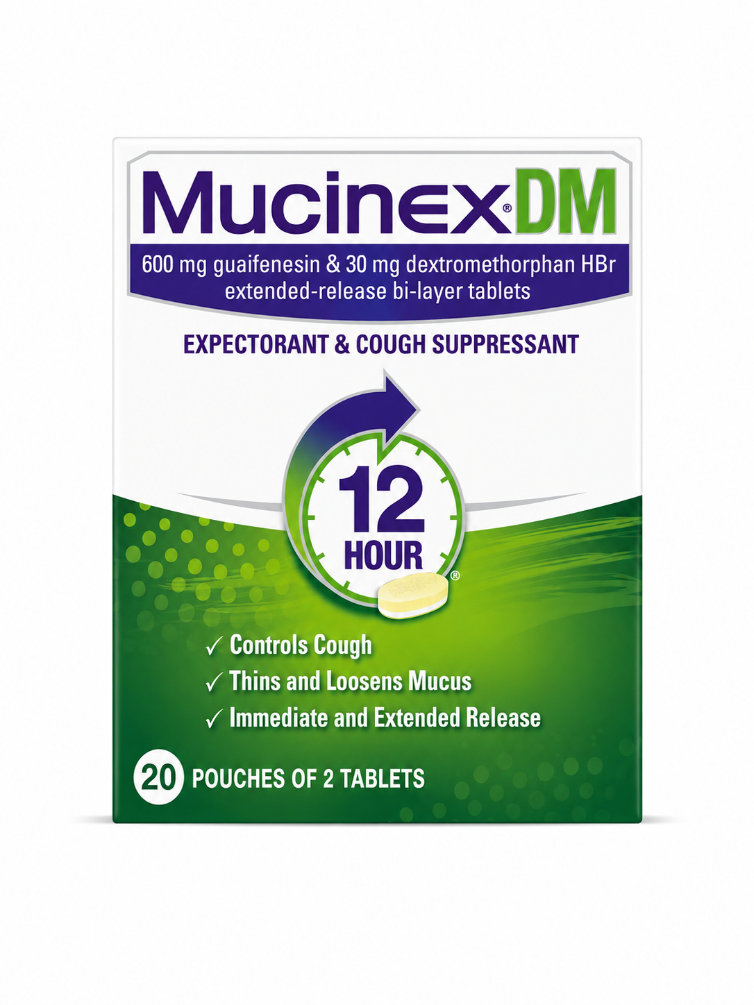 Mucinex DM 12 Hour Max Strength Expectorant & Cough Medicine Tablets 40CT