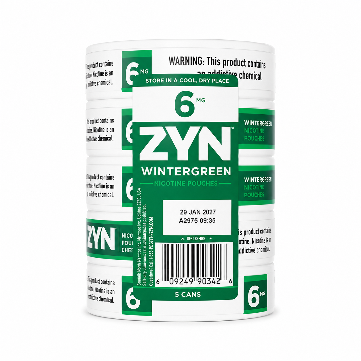 ZYN Nicotine Pouches Wintergreen 6MG 5 Cans