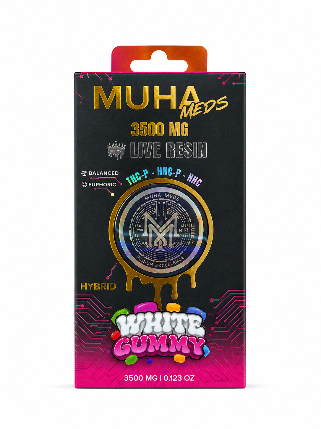 Muha Meds White Gummy Hybrid 3.5G Disposable