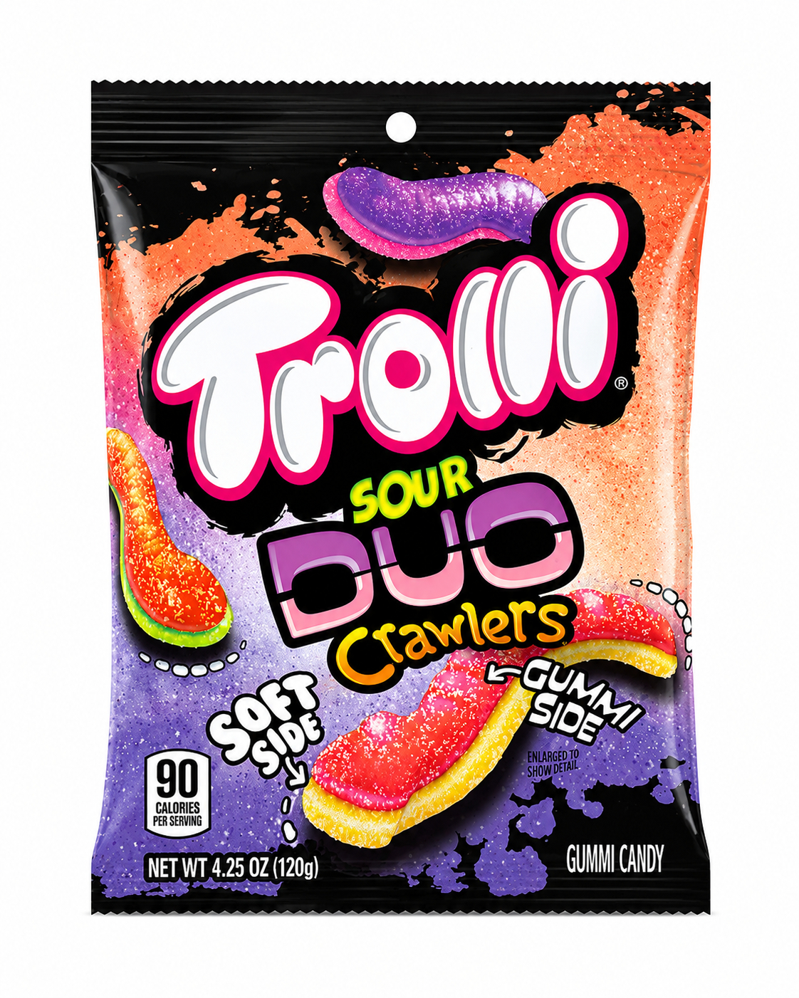 Trolli Sour Brite Duo Crawlers, Gummy Worm Candy, 4.25oz