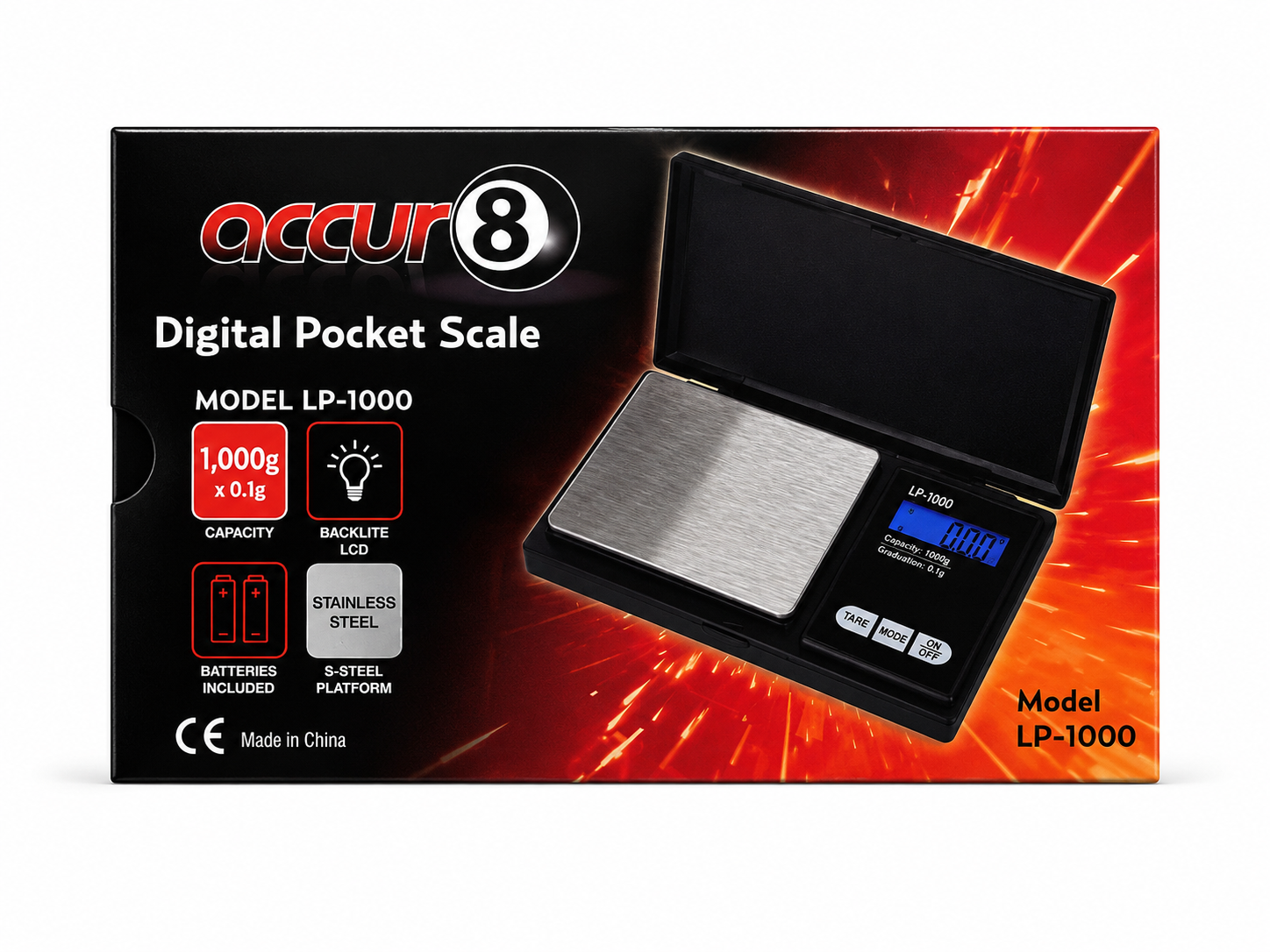 Accur8 Digital Scale 1000g/0.01g 5in