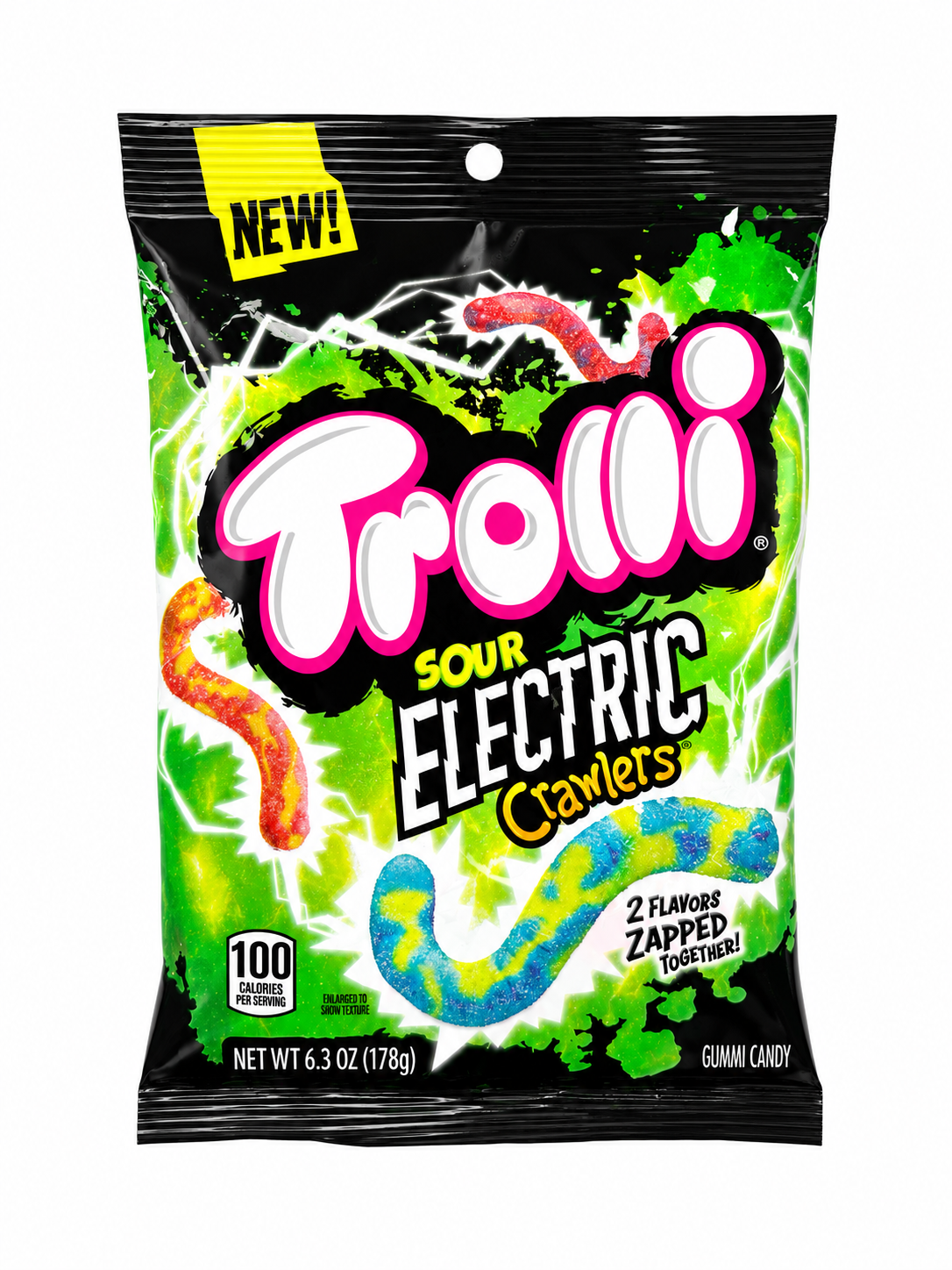 Trolli Sour Electric Crawlers Gummy Candy, Sour Gummy Worms
