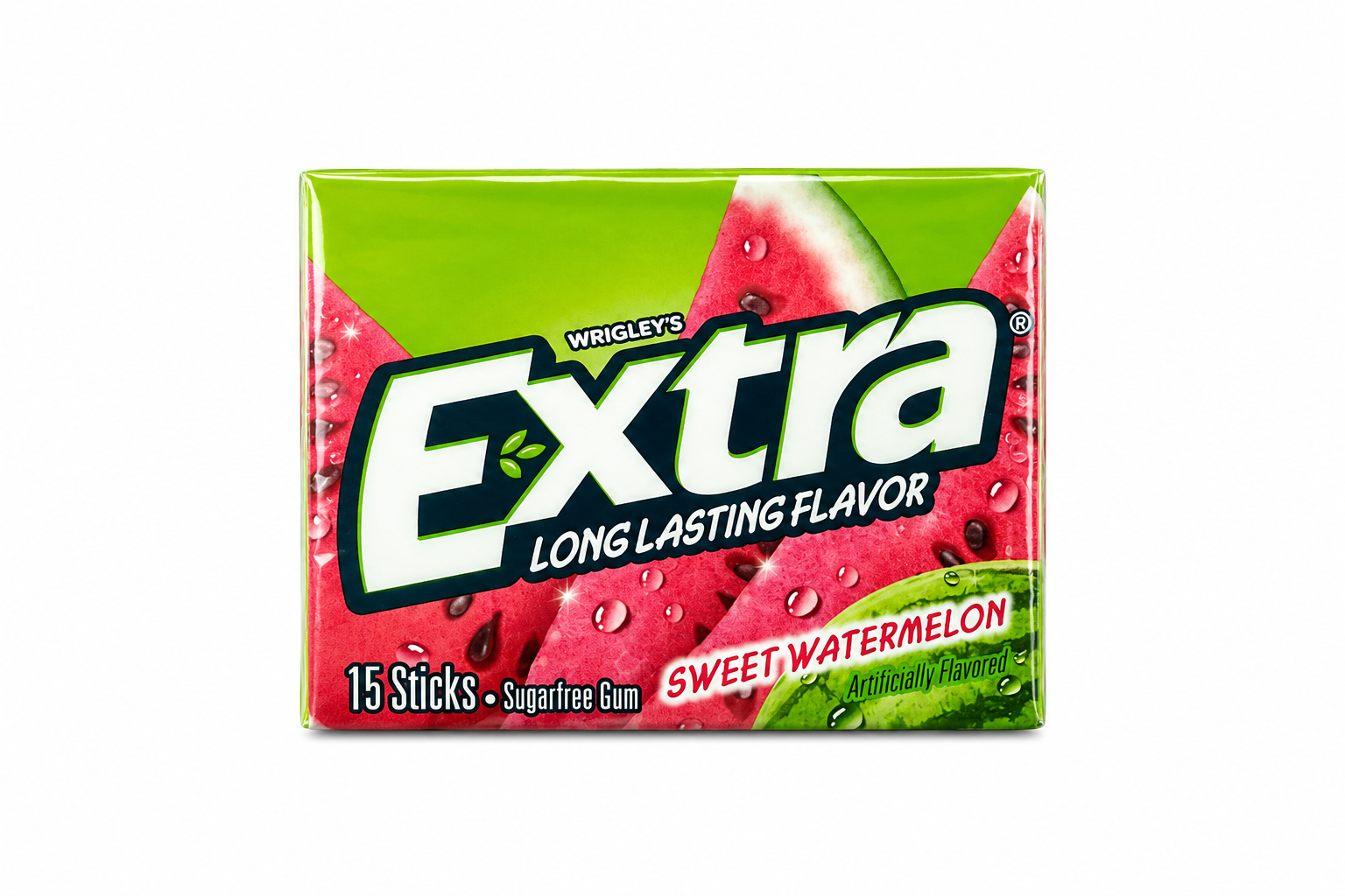 Extra Gum Sweet Watermelon Sugar Free Chewing Gum Single Pack, 15 pc