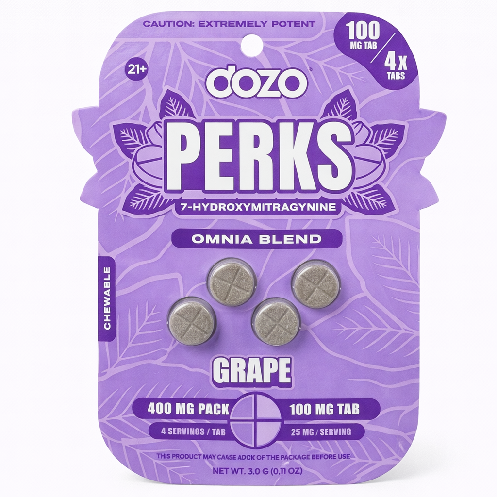 Dozo Perks 7-Hydroxy 100mg Tablet 4ct Pack Grape