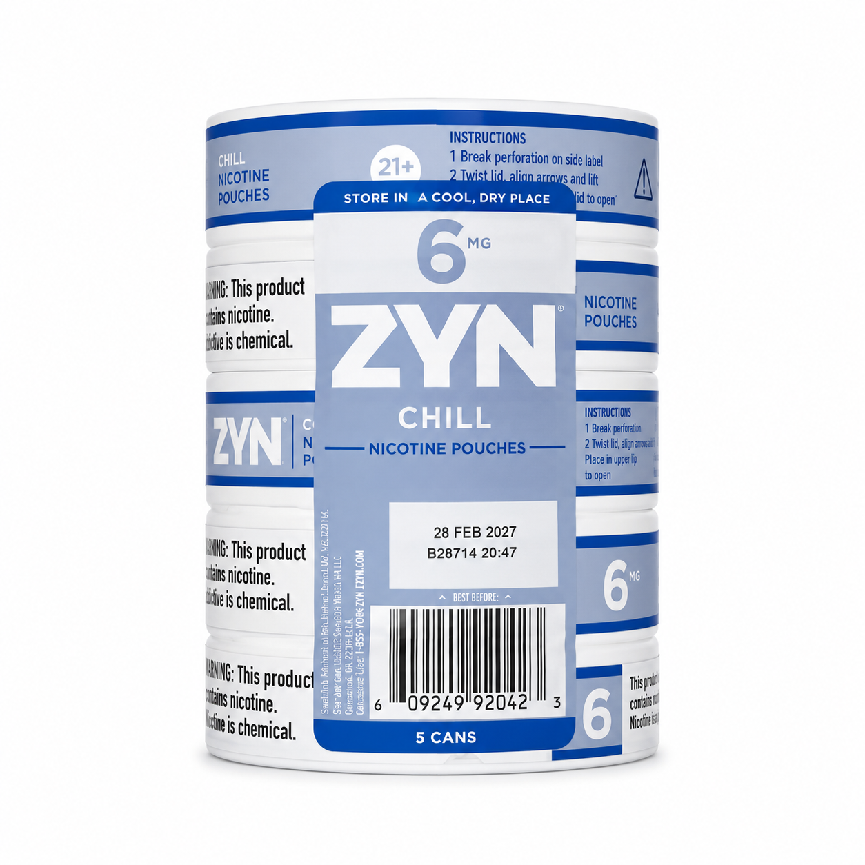 ZYN Nicotine Pouches Chill 6MG 5 Cans