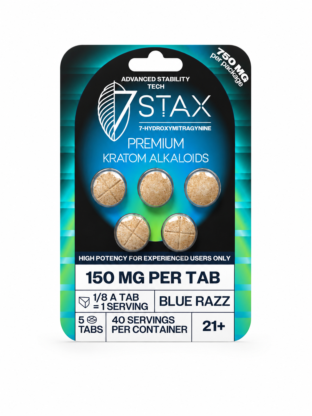 7 Stax 7 Hydroxymitragynine Blue Razz 5pk 150mg Per Tablet