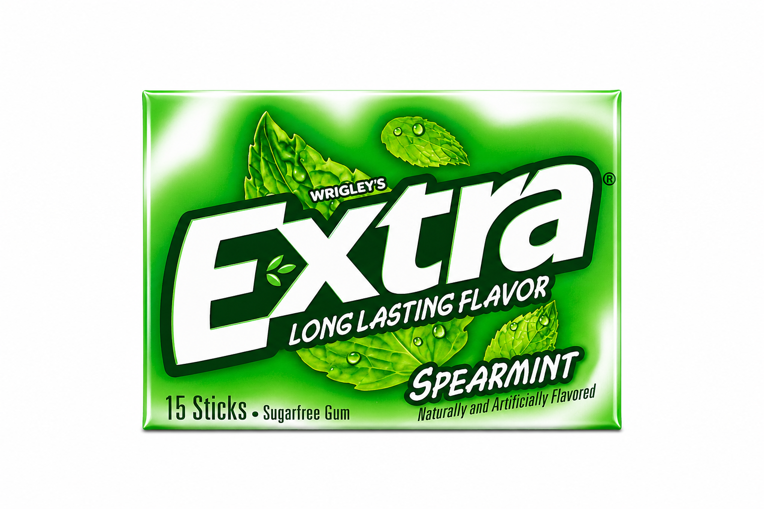 Extra Gum Spearmint Sugar Free Chewing Gum Single Pack, 15 pc