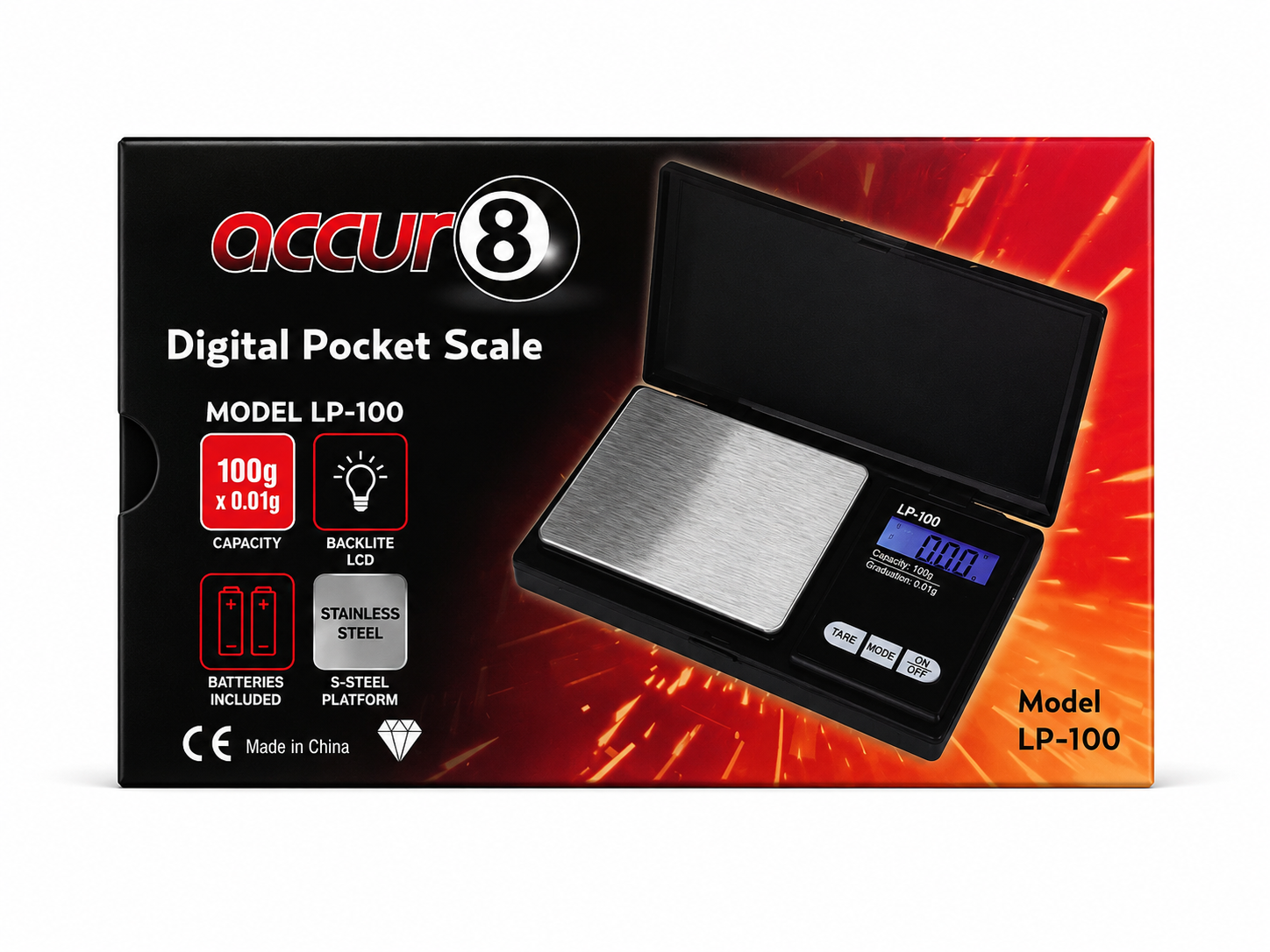 Accur8 Digital Scale 100g/0.01g 5in