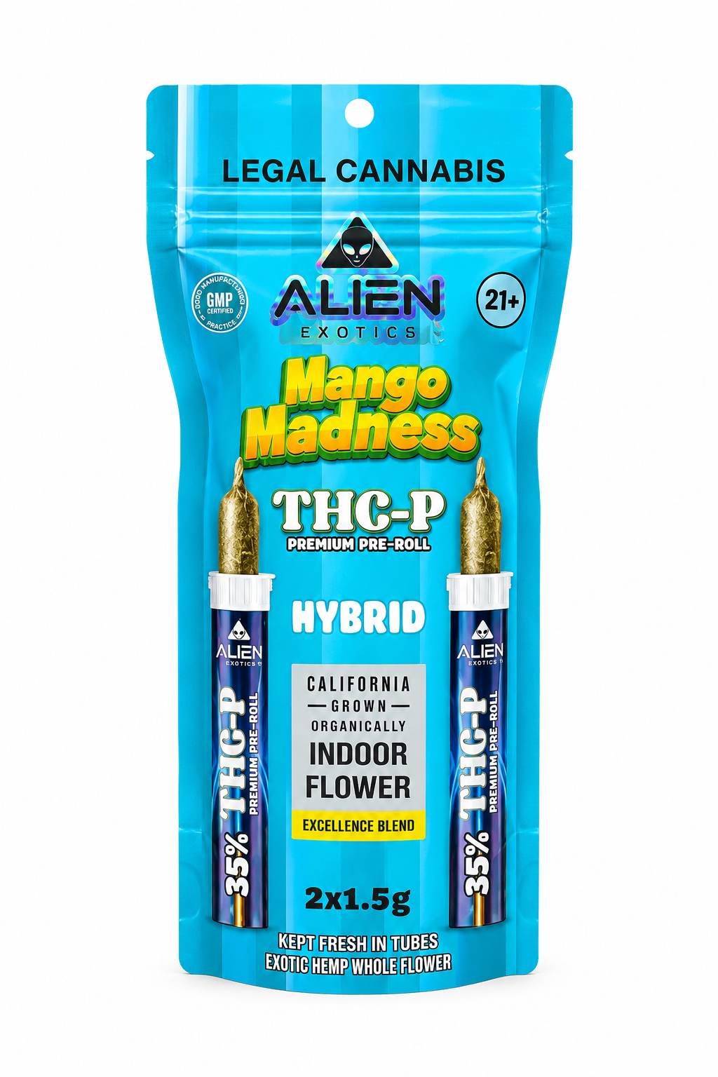 Mango Madness Hybrid Alien Exotics Premium THC-P Excellence Blend Pre-Roll 2ct