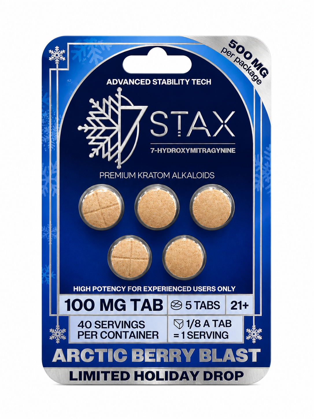 7 Stax 7 Hydroxymitragynine Arctic Berry Blast 5pk 100mg Per Tablet