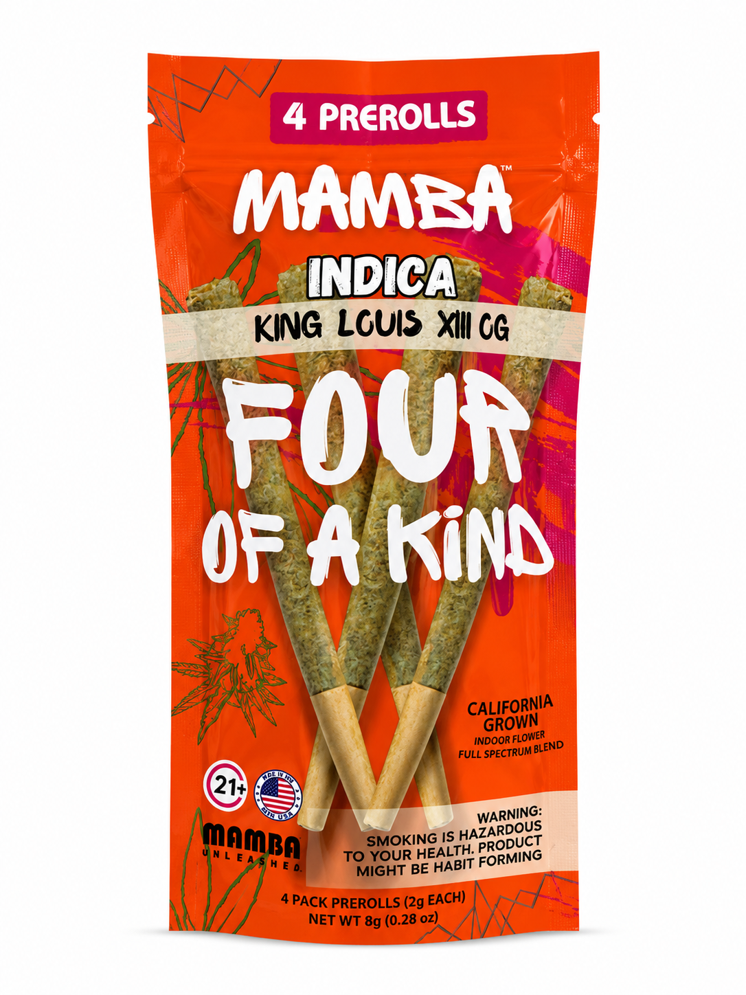 Mamba Four of A Kind King Louis Xiii Og Indica Prerolls 4ct