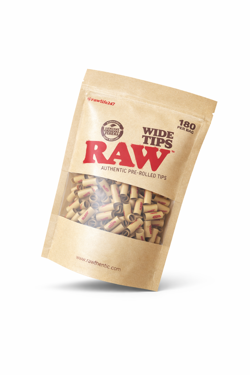 RAW PRE-ROLLED WIDE TIPS 180 PER BAG