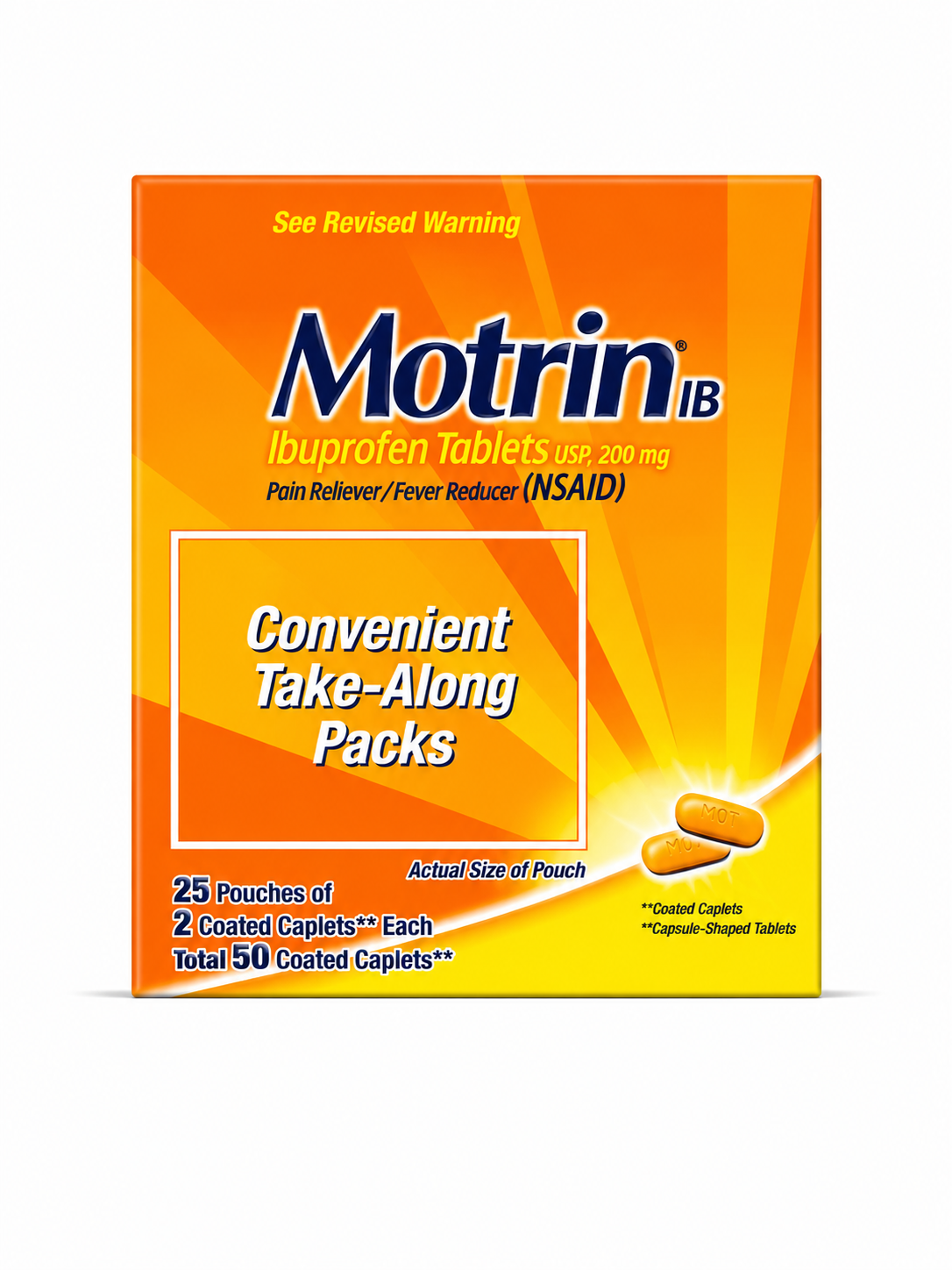 Motrin Ibuprofen Pain Reliever and Fever Reducer, 50 Caplets