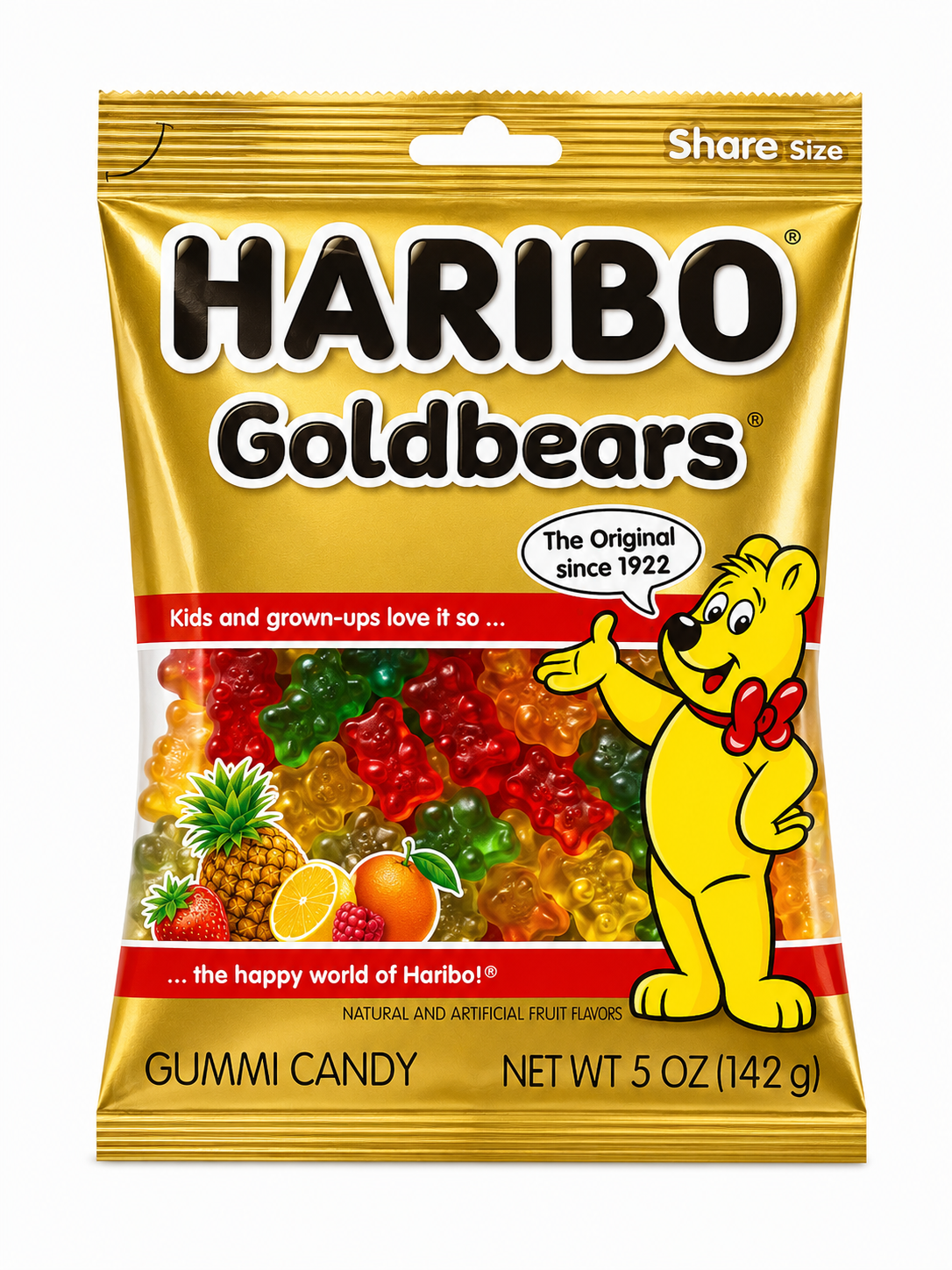 HARIBO Goldbears Gummy Bears Original Assorted Fruit Flavor Candy Gummies