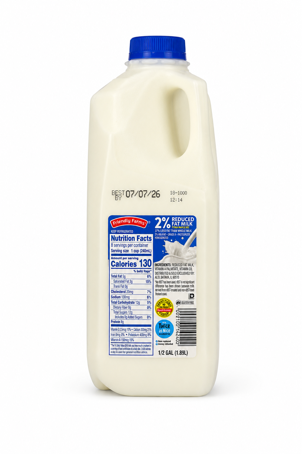 Friendly Farms 2% Reduced Fat Milk 0.5 gal