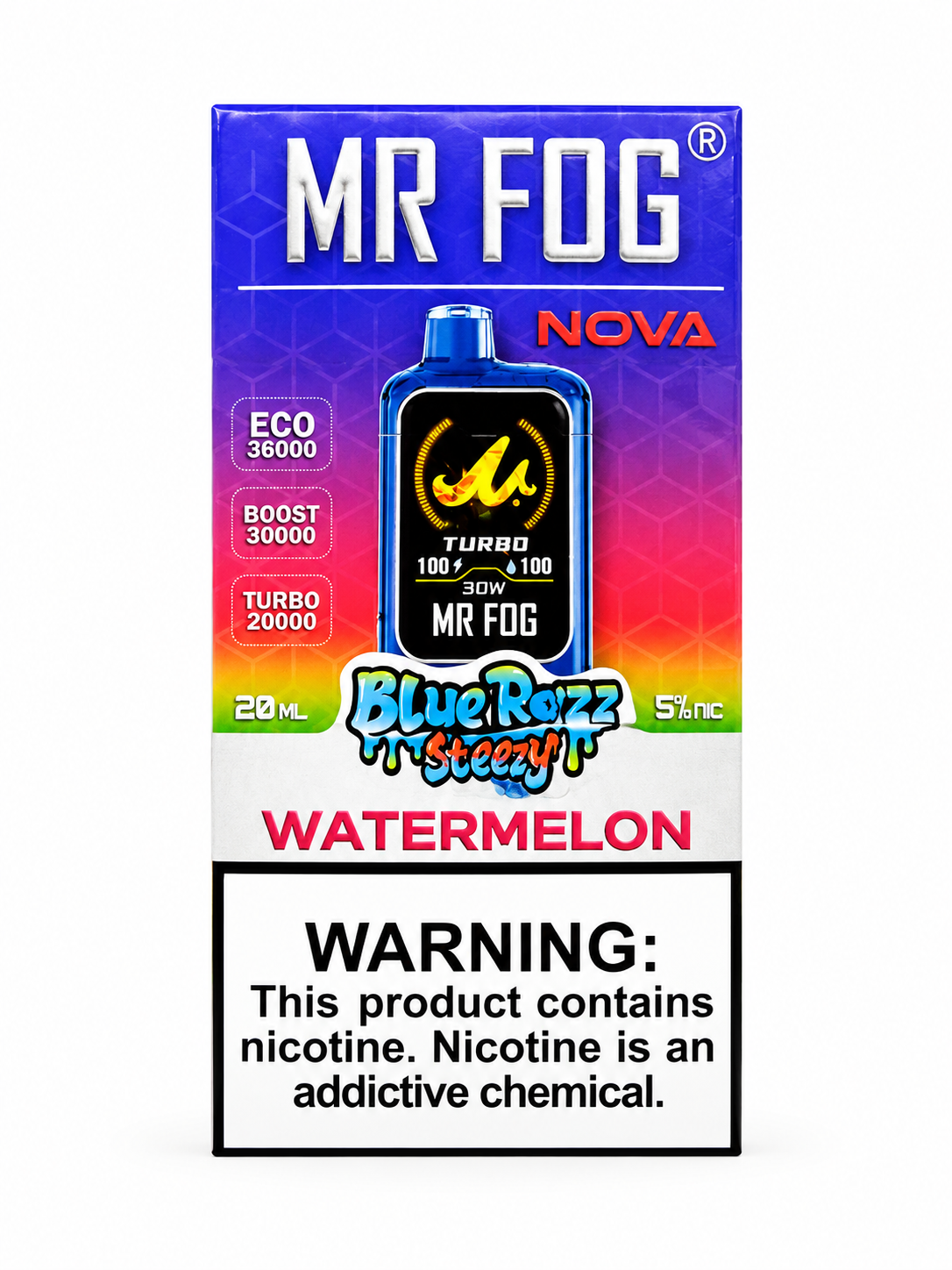 Mr Fog Nova 36K Blue Razz Steezy Watermelon