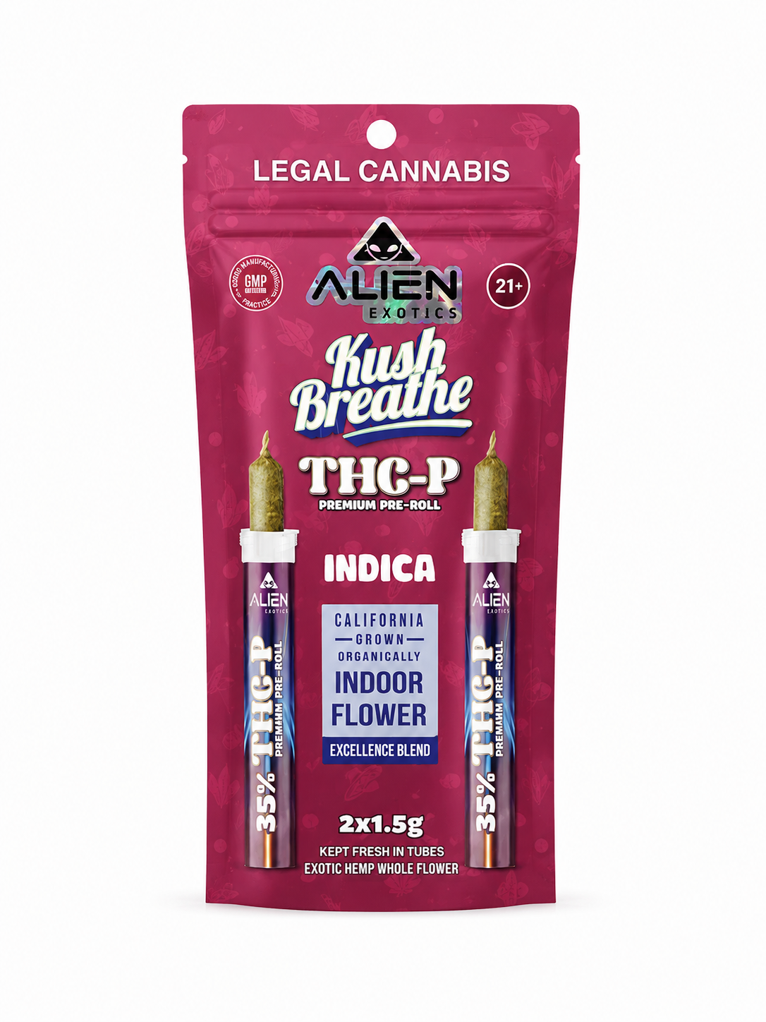 Kush Breathe Indica Alien Exotics Premium THC-P Knockout Blend Pre-Roll 2ct