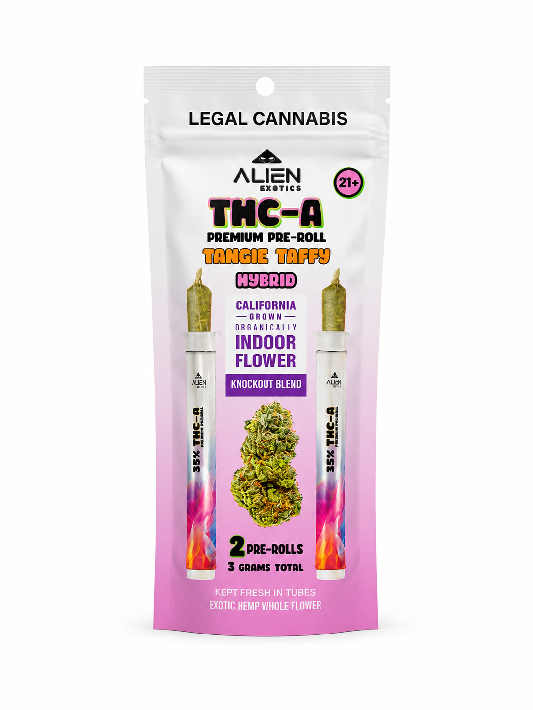 Tangie Taffy Hybrid Alien Exotics Premium THC-A Knockout Blend Pre-Roll 2ct