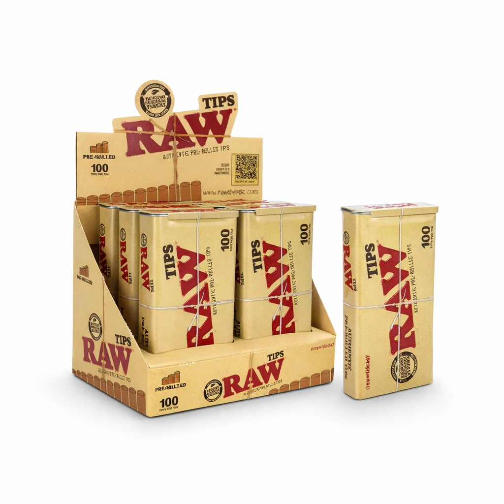 RAW PRE-ROLLED TIPS 6 TINS PER BOX