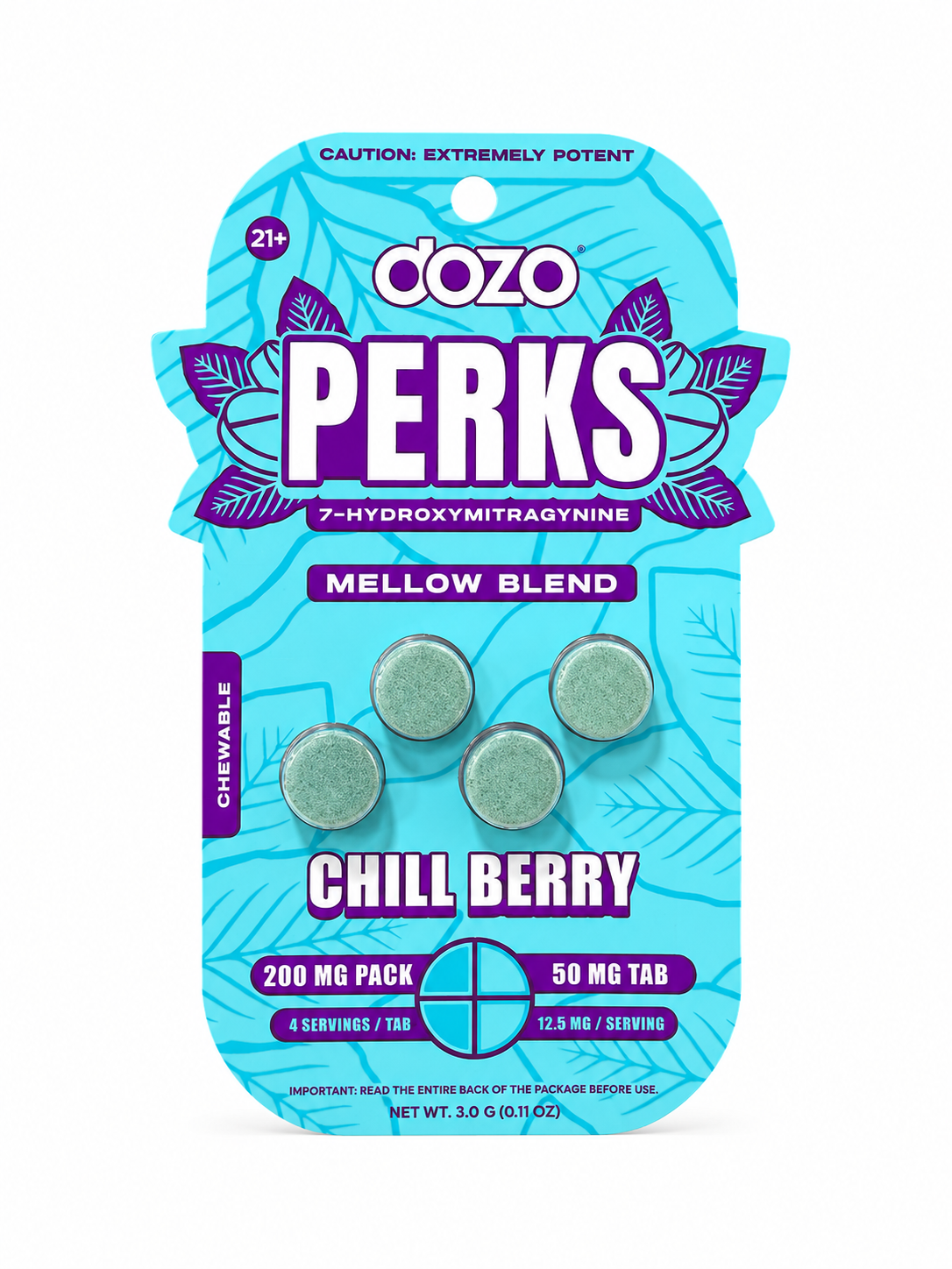 Dozo Perks 7-Hydroxy 50mg Tablet 4ct Pack Chill Berry