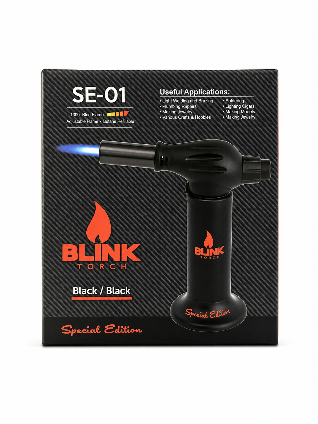Blink Torch lighter Black SE-01 special edition Adjustable Flame . Butane Refillable