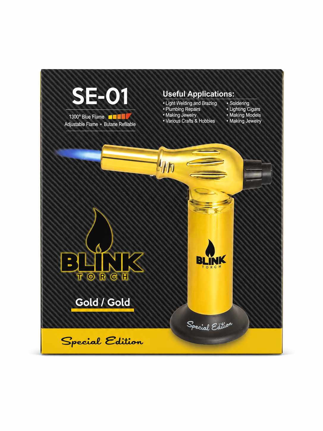 Blink Torch lighter  Gold SE-01 special edition Adjustable Flame . Butane Refillable