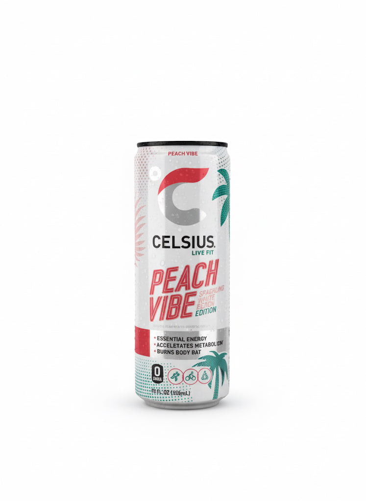 CELSIUS Sparkling Peach Vibe, Functional Energy Drink 12 fl oz