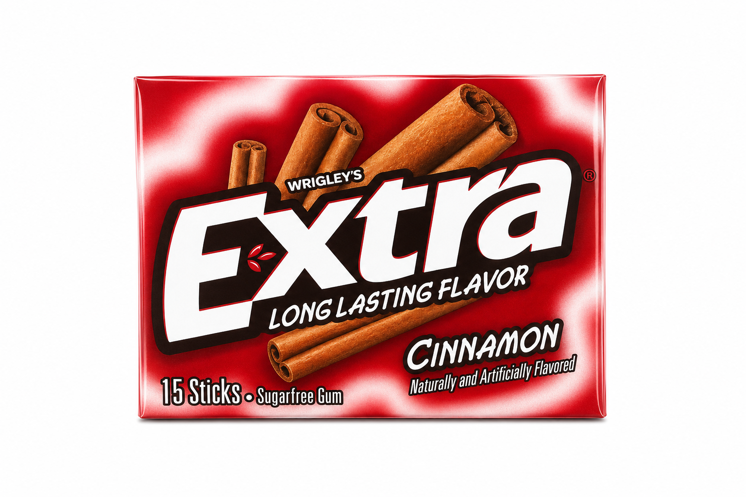 Extra Gum Cinnamon Sugar Free Chewing Gum Single Pack, 15 pc